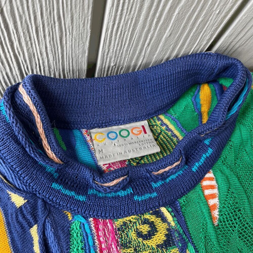 VTG Coogi Mercerised Cotton 3D Knit Sweater M Australia Multicolor - Picture 10 of 16